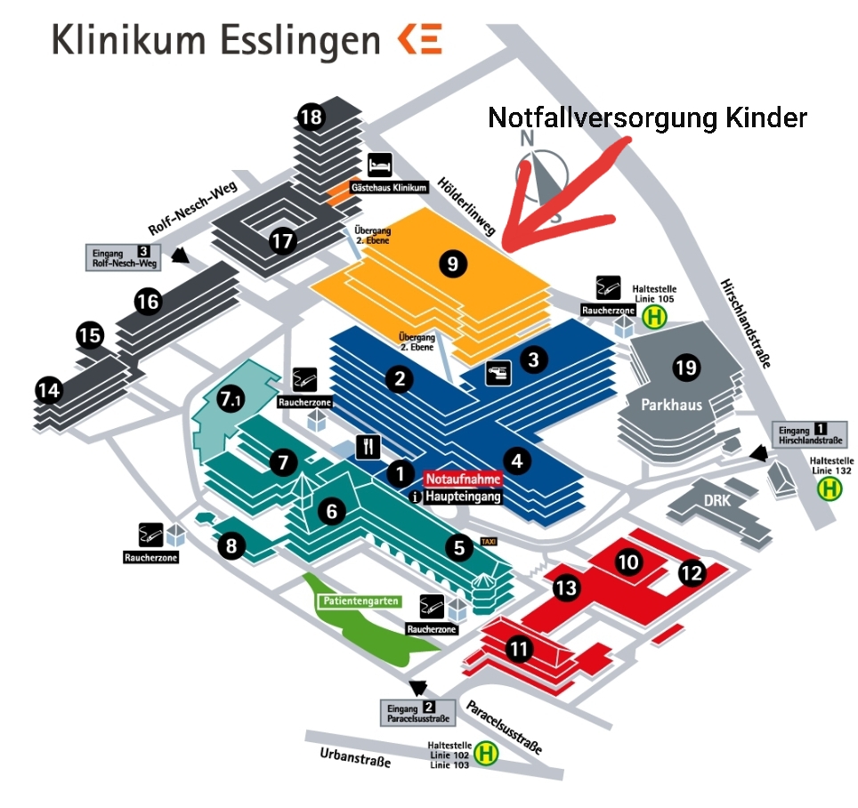 Notfallversorgung für Kinder am Klinkum Esslingen vorübergehend in Kinderklinik umgezogen